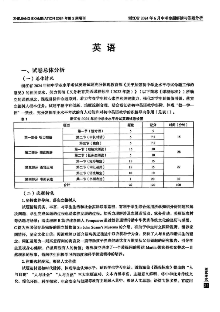 2024浙江中考英语命题解析_00